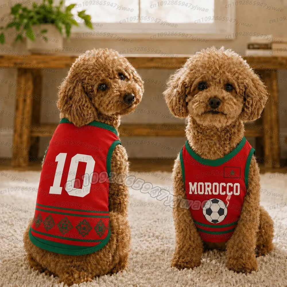 MOROCCO no.10 Mesh Dog cat Clothes Schnauzer Teddy Sport Large Dog Jersey football Clothing Puppy vest  Pet Cat sleeveless tee