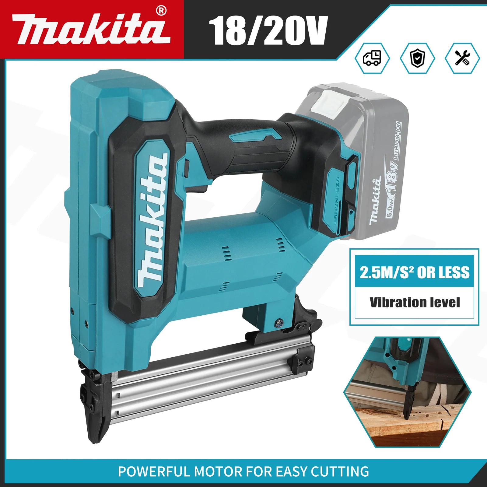 Makita Electric Brushless Nail Gun Fixed Frame Nailing Machine 18V Lithium Battery Pneumatic Woodworking tray finish