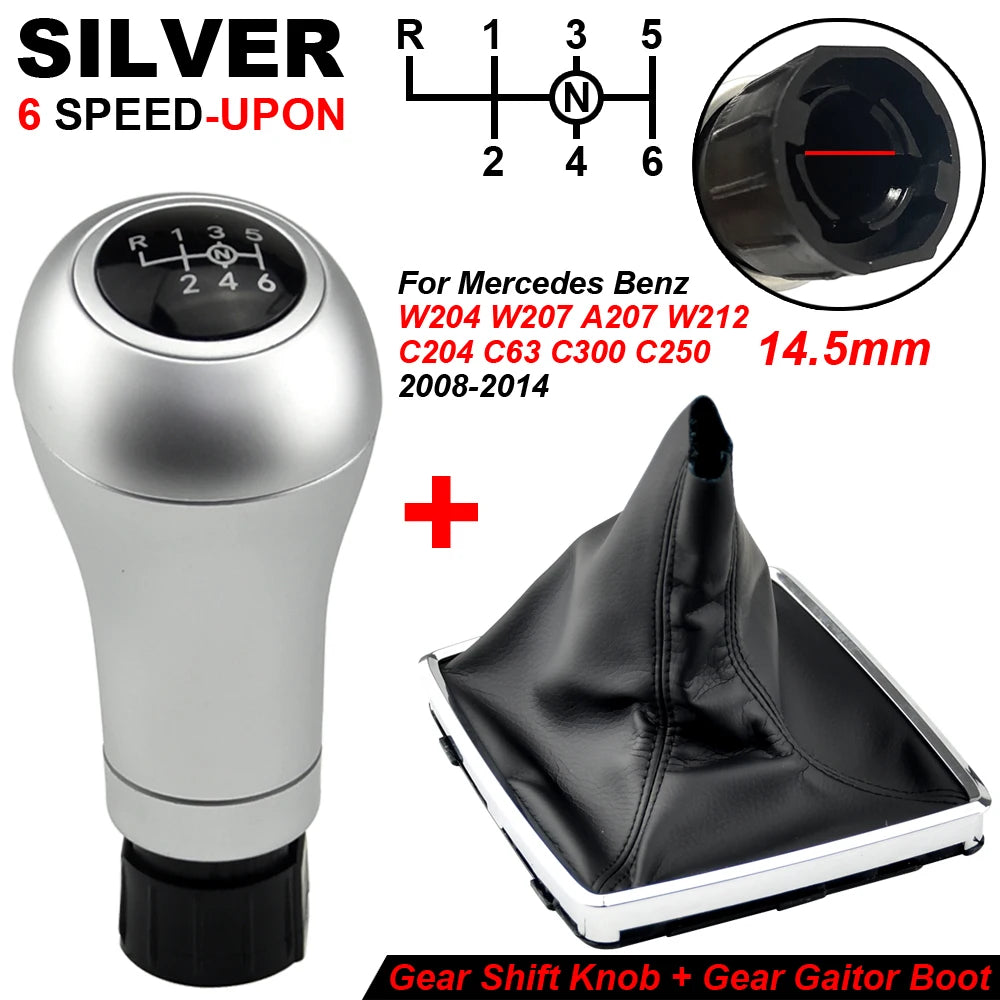 Auto Parts 5/6 Speed Gear Shift Knob With PU Leather Boot For Mercedes Benz W204 C204 C63 C300 C250 W207 A207 W212 2007-2013