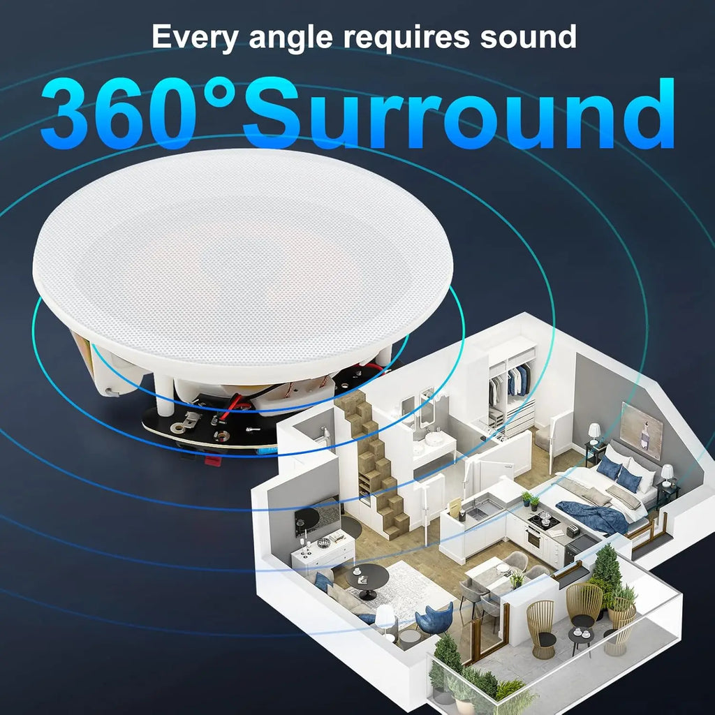 STUDIOFINIX 6.5" 4 PCS 600 Watts Haut-parleurs de plafond Bluetooth Enceintes encastrables filaires pour la maison Idéal pour cuisine intérieure, maison, chambre