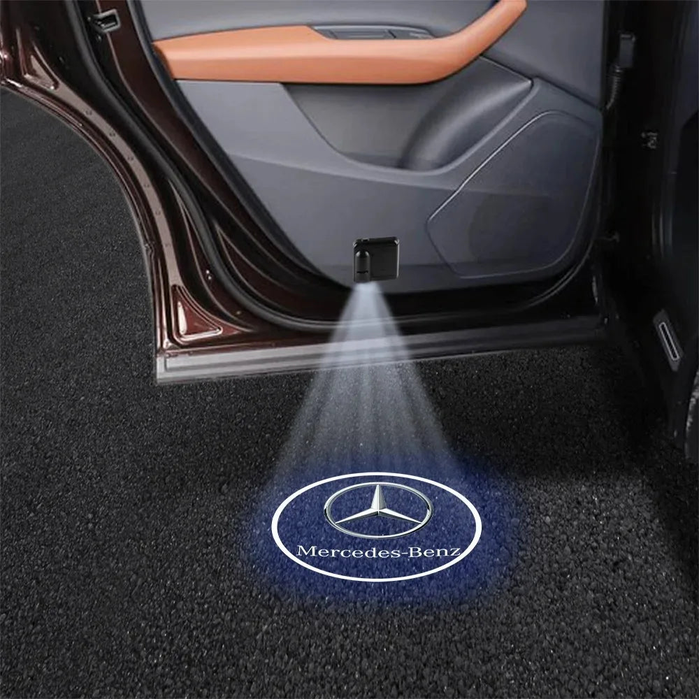 1/2Pcs LED HD Projector Lamp Car Door Wireless Welcome Light For Mercedes Benz B/C/E/S Class A Class C200L GLC GLE CLA CLS AMG