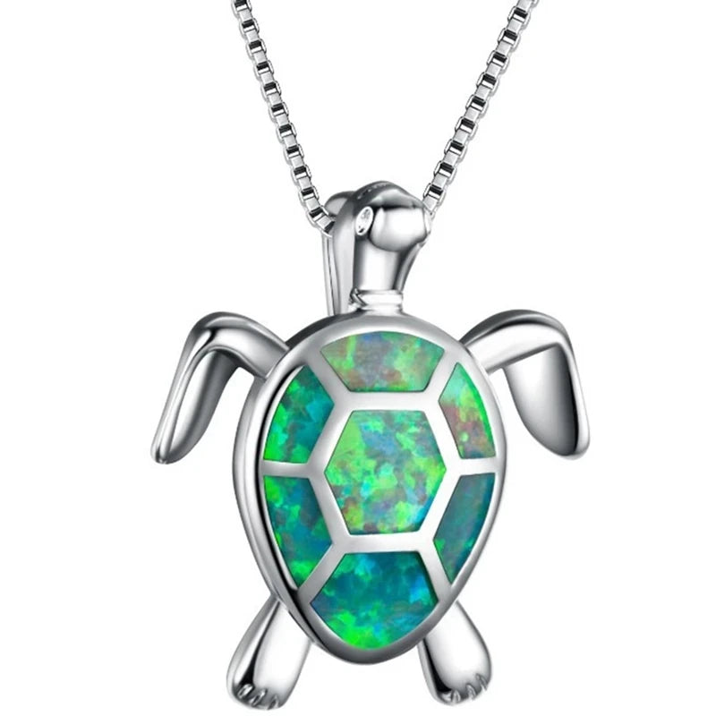 Bohemia Cute Frog Pendant Necklace For Women Inlay Blue Imitation Opal Necklace Wedding Party Jewelry Christmas Gifts for Her