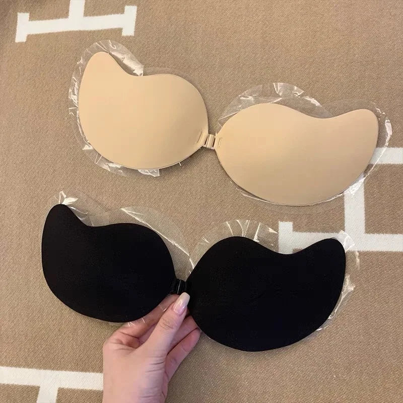 Soutien-gorge adhésif invisible sans bretelles réutilisable push-up pour femmes Lingerie sans couture Coussinets de mamelons en silicone Bralette Sous-vêtements