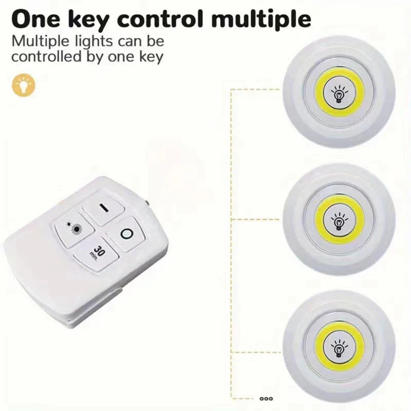 Éclairage LED Dimmable Sous Armoire avec Télécommande, Lumières LED Alimentées par Piles pour Placards, Armoires, Salle de Bain, Veilleuse