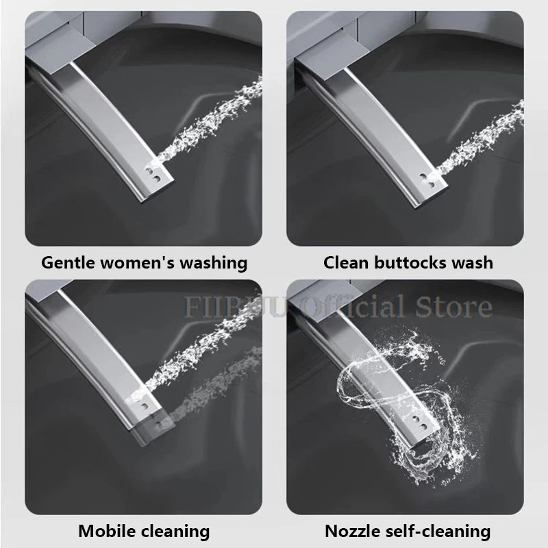 One Piece Elongated Smart Toilet Bidet Built-in Water Tank No Water Pressure Limit Display Screen AutoOpen AutoFlush Heated Seat