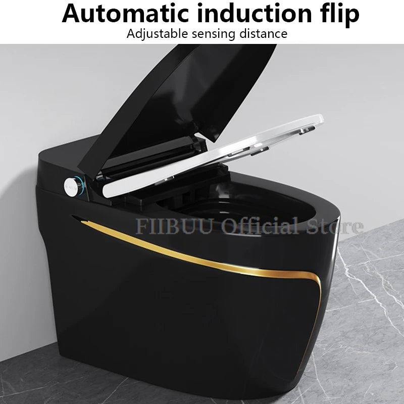 One Piece Elongated Smart Toilet Bidet Built-in Water Tank No Water Pressure Limit Display Screen AutoOpen AutoFlush Heated Seat