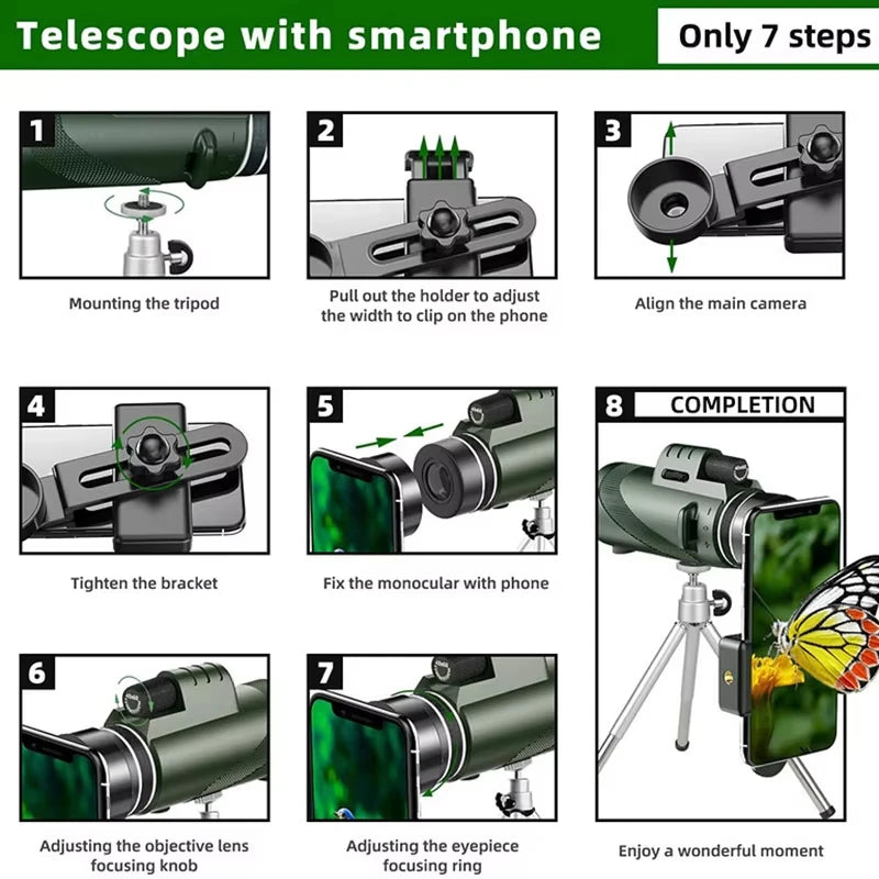 80x100 Portable Zoom Folding Telescope HD 5000M Long Distance Mini Powerful for Hunting Sports Outdoor Camping Travel