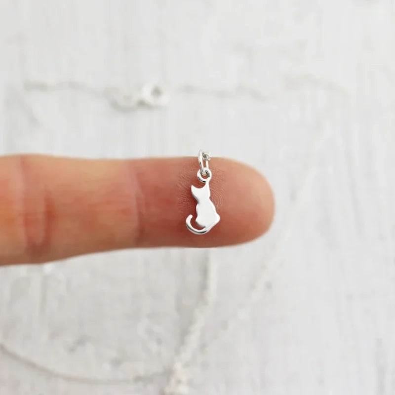 Cat Pendent Necklaces For Women Girls Clavicle Stainless Steel Charm Chain Choker Necklace Party Jewelry Gifts Accessories