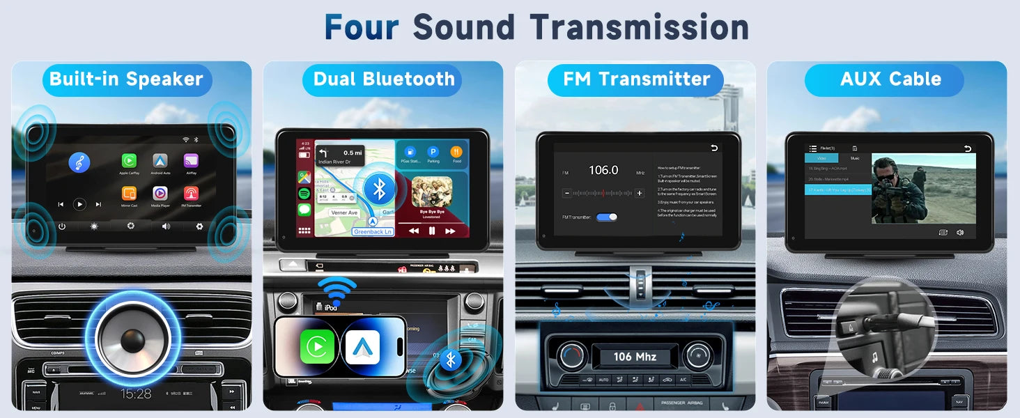 Universal Portable IPS 7inches android auto Apple CarPlay Car Radio Video Mp5 Wireless Carplay Screen for IOS Android