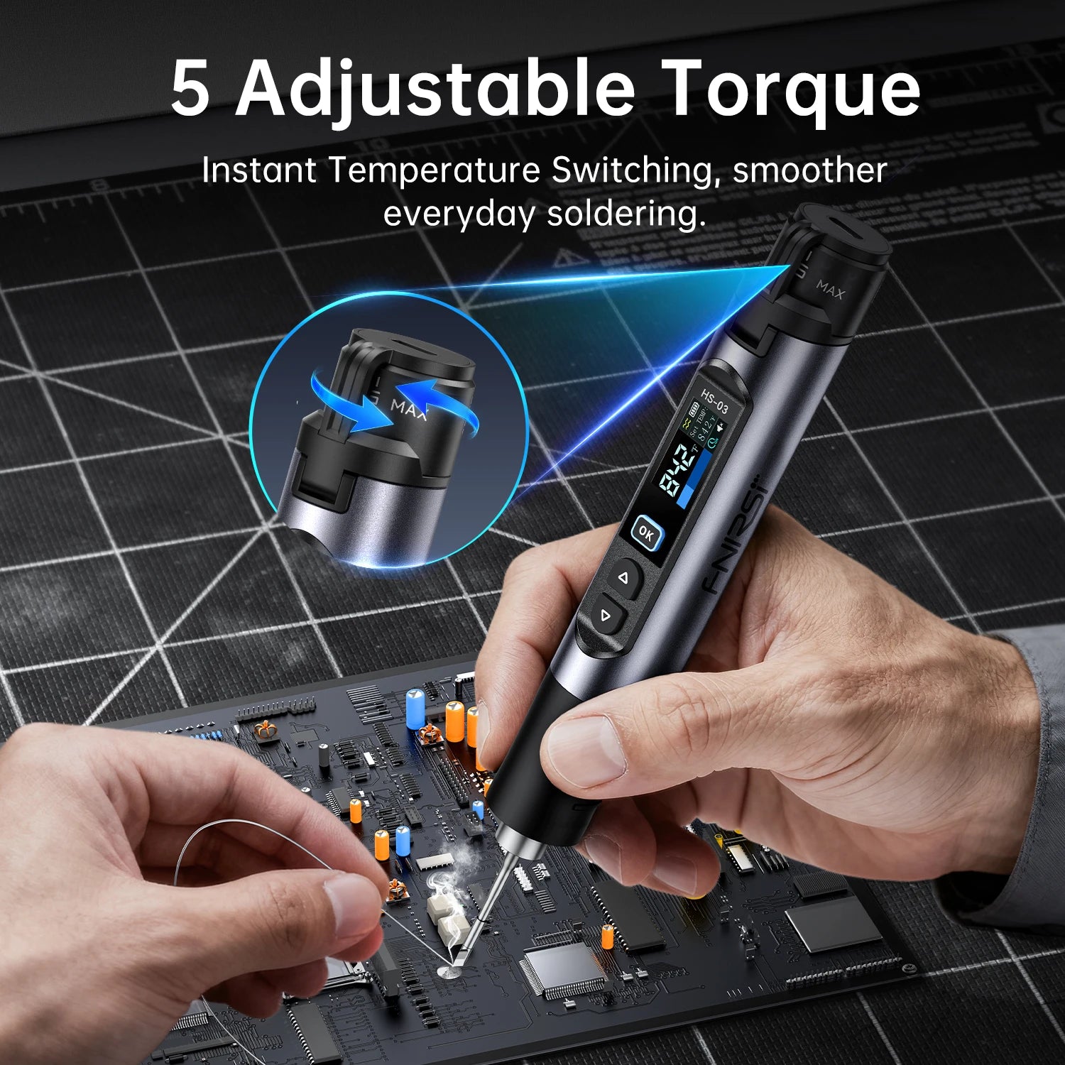 FNIRSI HS-03 Portable Heating Tool 2600mAh Replaceable Battery USB C Fast Heating 3 Level Temperature Adjustable Device