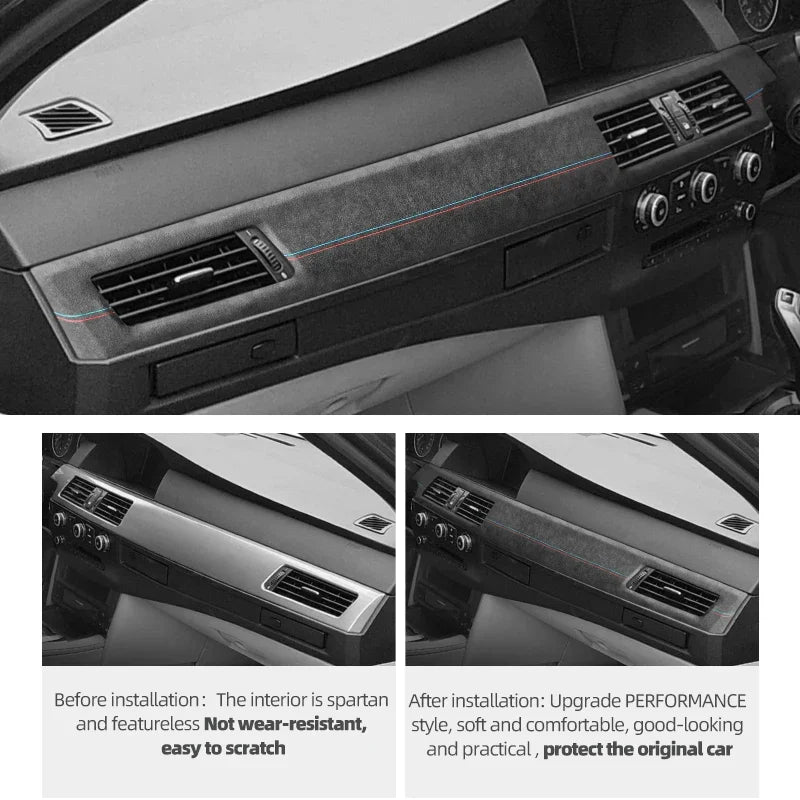 For BMW E60 Series 5 2004-2010 Made of Alcantara Dashboard Panel Instrument Trim Performance Sticker Car Interior Accessories