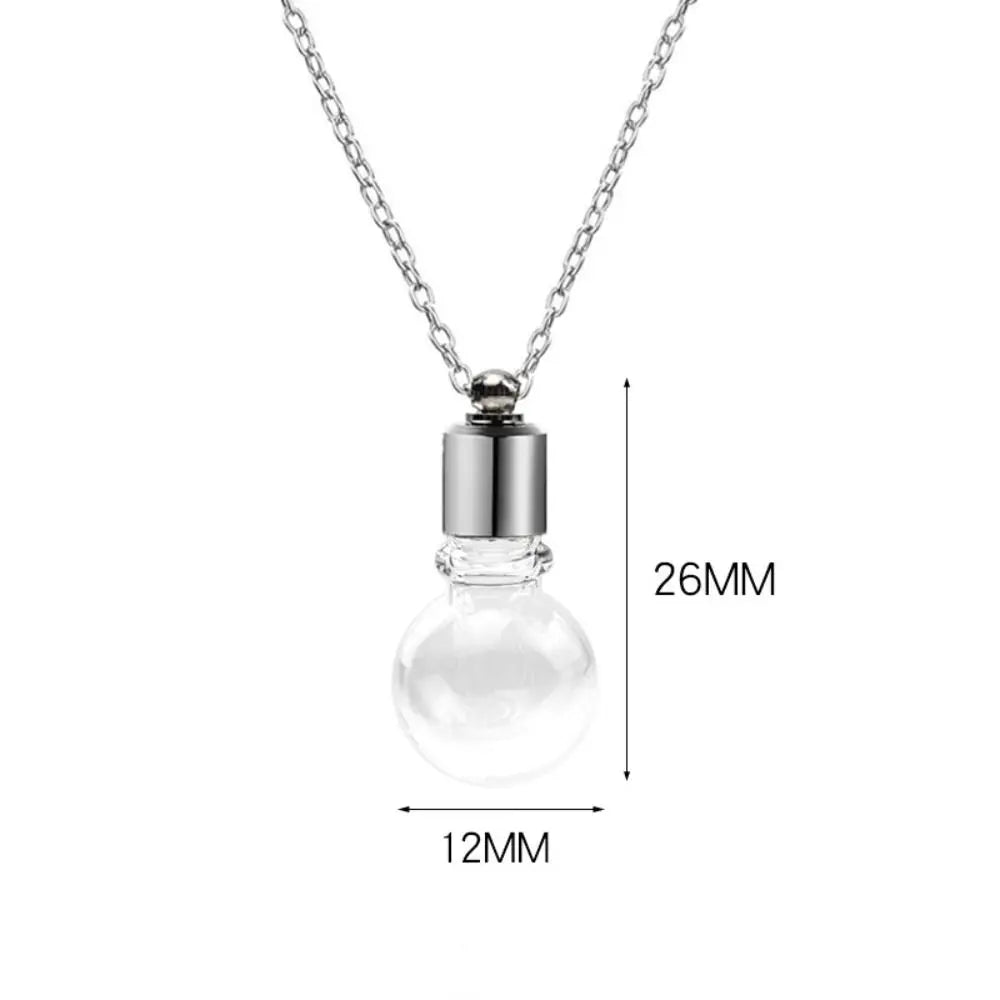 Ashes Holder Glass Bottle Necklace Transparent Glass with Chain Perfume Vial Pendant Fillable Keepsake Memorial Necklace