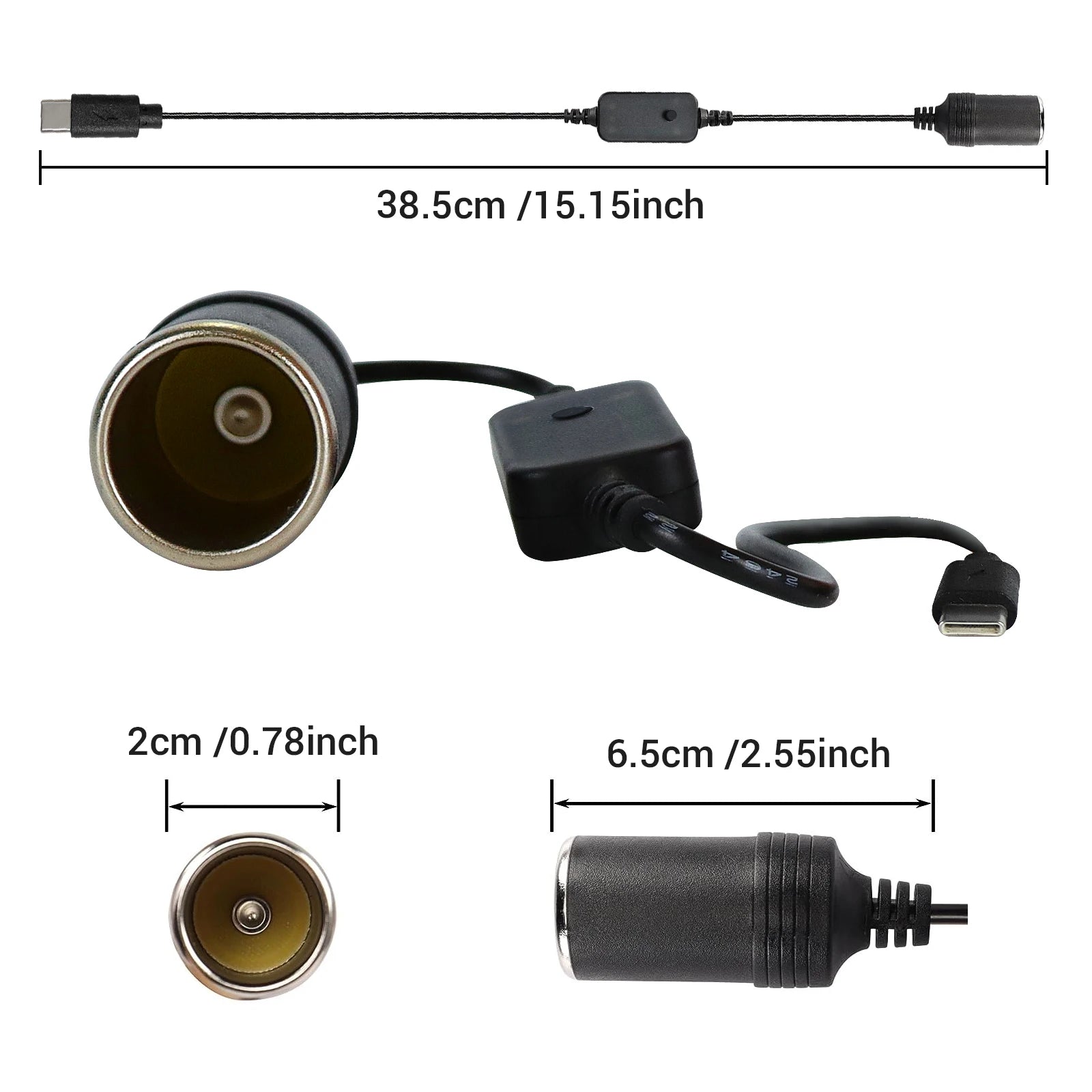 1pc 5V 2A USB To 12V Cigarette Lighter Socket USB Male to Female Cigarette Lighter Adapter Converter Car Electronics Accessories