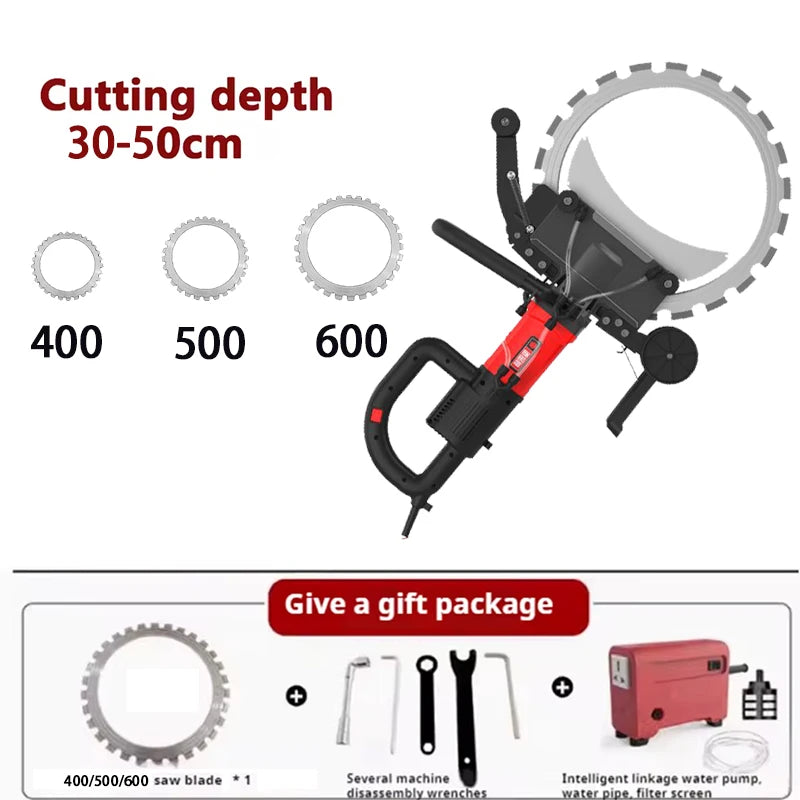300/400/500mm Concrete Ring Saw with D-Shaped Ergonomic Handle Electric Wall Cutter for Reinforced Concrete Wet Cutting Work
