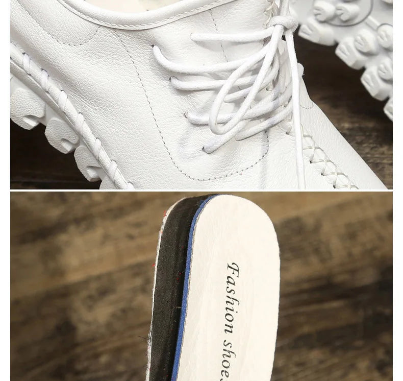Handmade Genuine Leather Women Shoes Fashion Casual Sneakers Retro Flats Ladies Lacing Loafers Breathable Vulcanized Shoes
