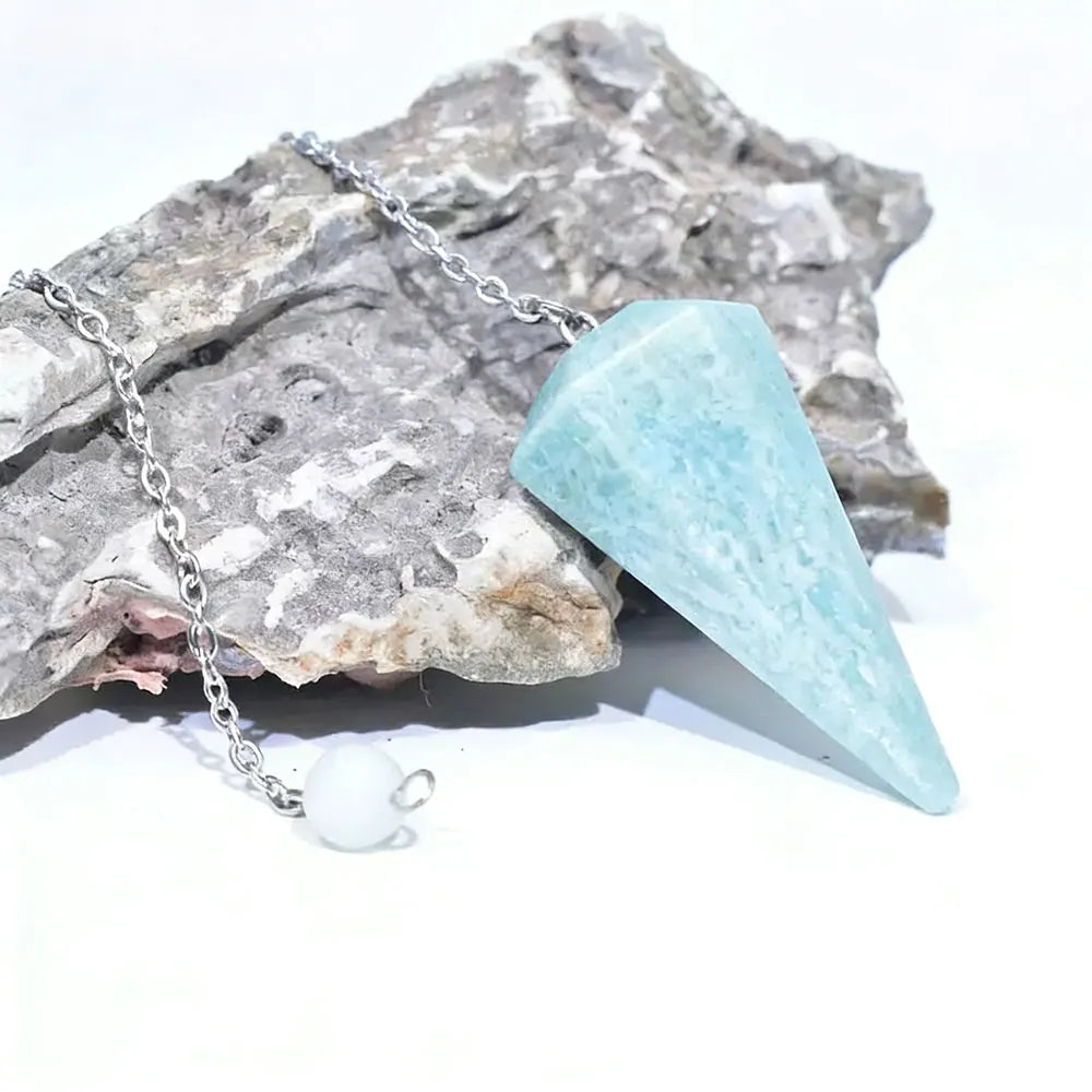 Amazonite Stone Natural Gem Stone Crystal Pendulum for Divination Answer Chakra Cone Amethysts Clear Pink Quartz Pendulos x226