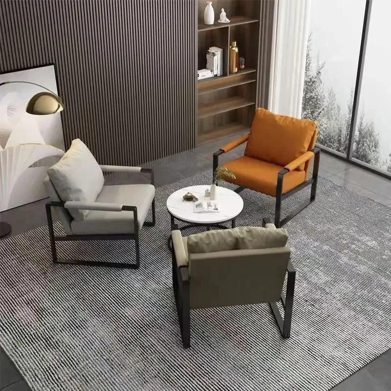 Canapé paresseux nordique de luxe léger, fauteuil simple en fer forgé, pour balcon, négociation, chambre à coucher, salon, canapé minimaliste
