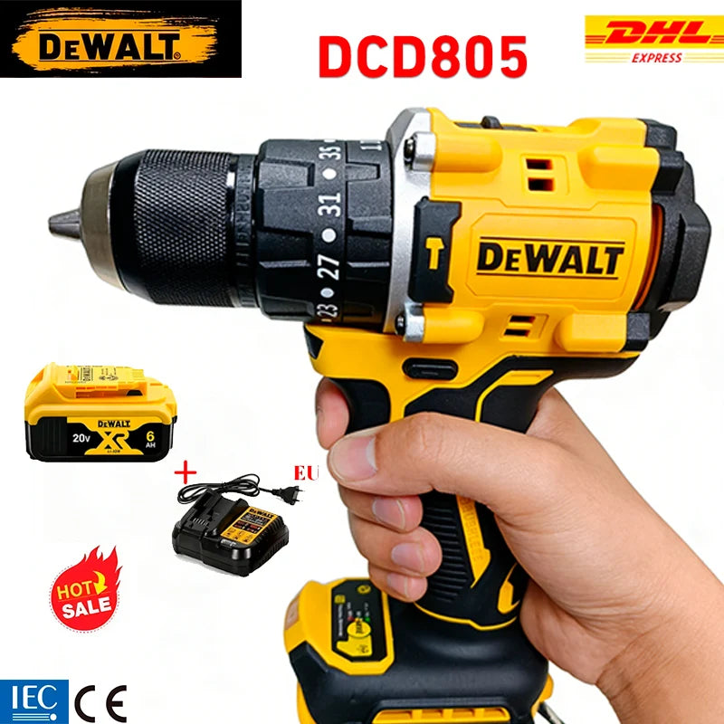 Perceuse-visseuse à percussion DEWALT Lithium 20V Rechargeable sans balais compacte DCD805