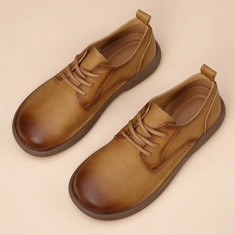 Men's Shoes 2026 Spring New Wide Head Genuine Leather Men's Shoes Breathable Trendy Retro Casual Leather Shoes Men