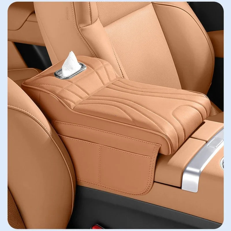 For jaecoo j7 JETOUR T2 Haval H9 2rd 2024 2025 Car Armrest Box Height Increase Pad with Storage Bag Car Leather Protective Cover