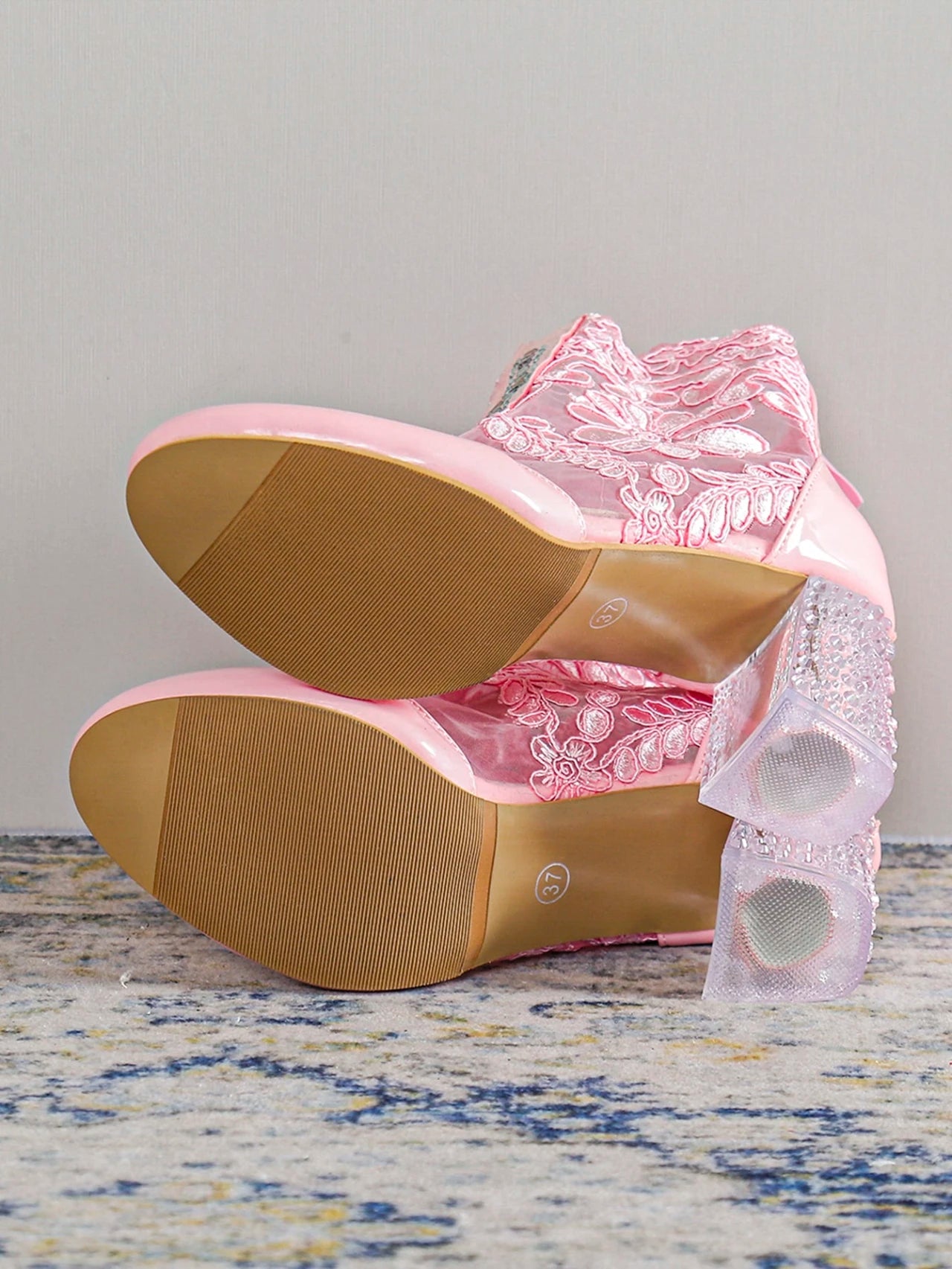 NEW Ethnic Style Women Retro Lace Embroider High Heels Ankle Boots Spring Autumn Round Toe Platform Cool Boot Thick Heeled Pumps