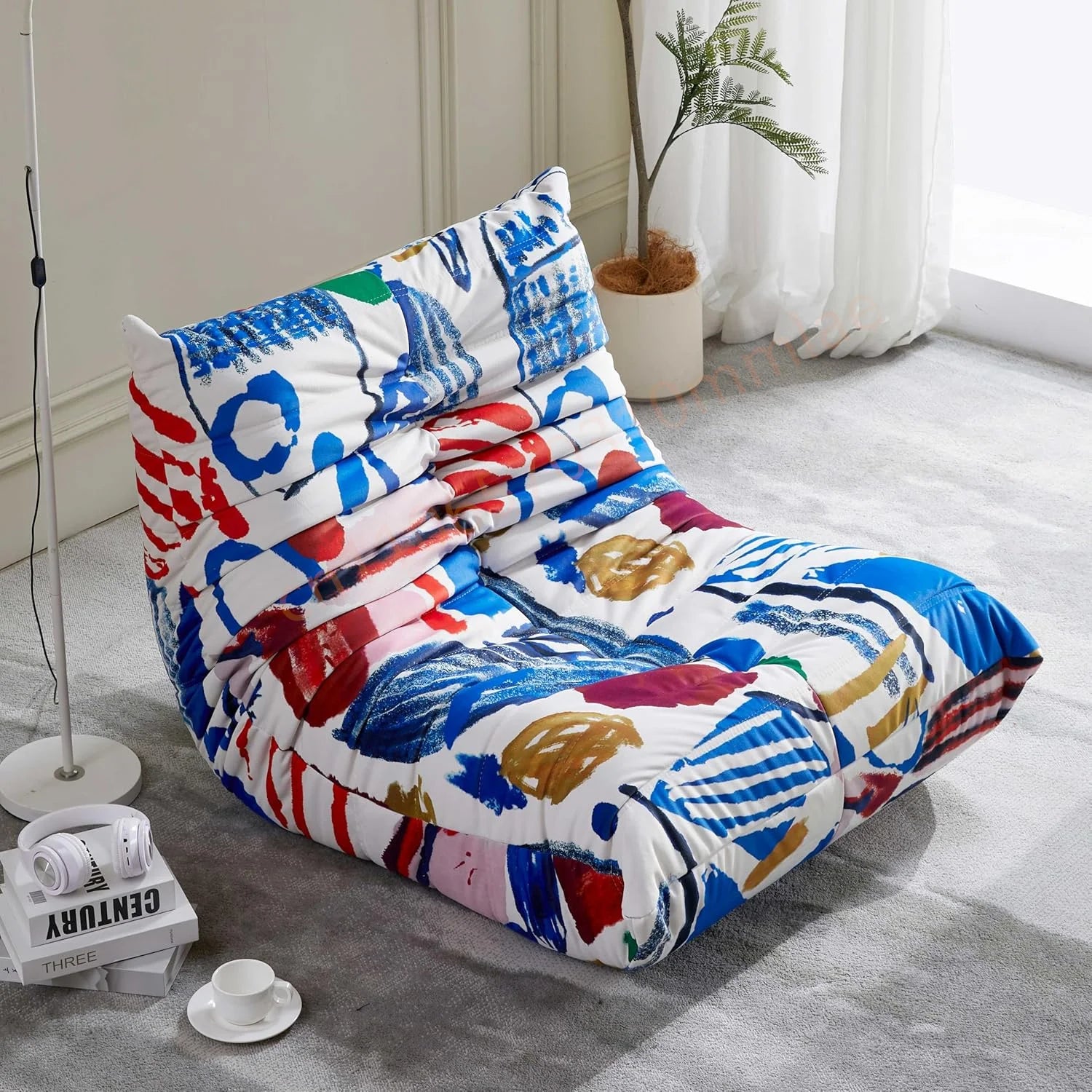DIGGERA Single Lazy Sofas Chair Togo Sofa Couch Memory Foam Bean Bag Chair For Living Room Bedroom Fireside Chairs