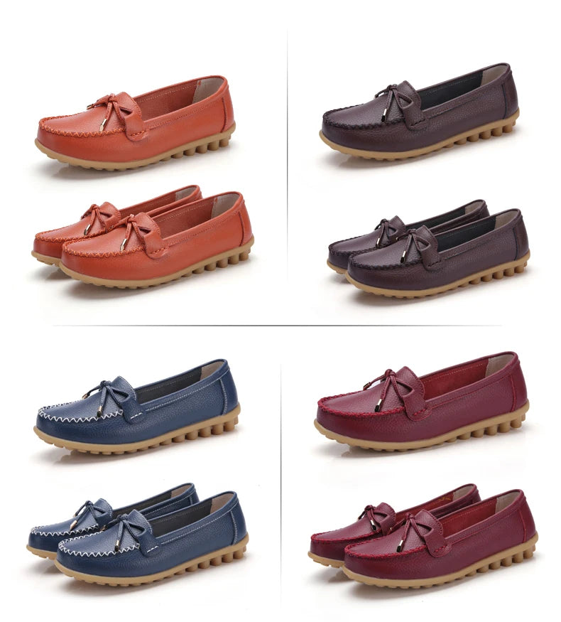 2025 New Woman Flats Shoes Ballet Flat Sneakers Genuine Leather Spring Soft Moccasins Ladies Boat Ballerina Espadrilles Creepers