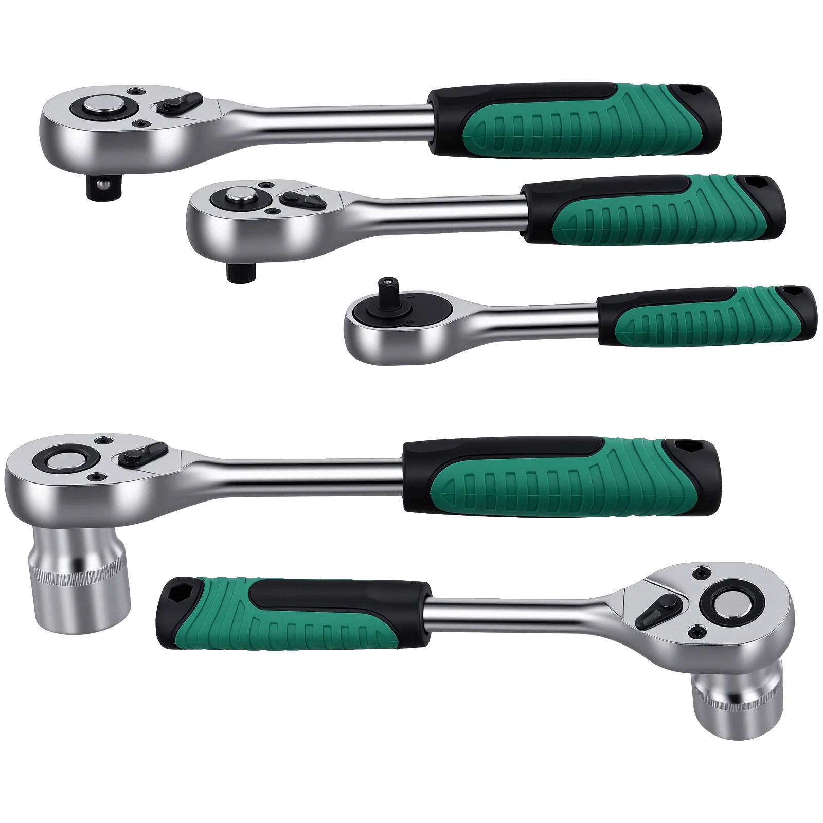 Podofo Socket Wrench Sets 214pcs 1/4inch 3/8inch 1/2inch 24-tooth Ergonomic Ratchet Wrench Mechanic Tool Set for Auto Repairing