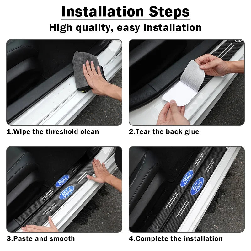 4/1Pc Carbon Fiber Car Door Edge Sill Protector Strip 3D Sticker For Ford Fiesta MK7 Mondeo MK4 ST Focus MK1 MK2 MK3 Focus 2 3 4