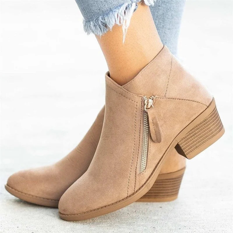 Women Booties 2025 Autumn Suede chelsea Boots Women Fashion Size 43 Platform Boots Side Zipper Heeled Ankle Boots Botas De Mujer