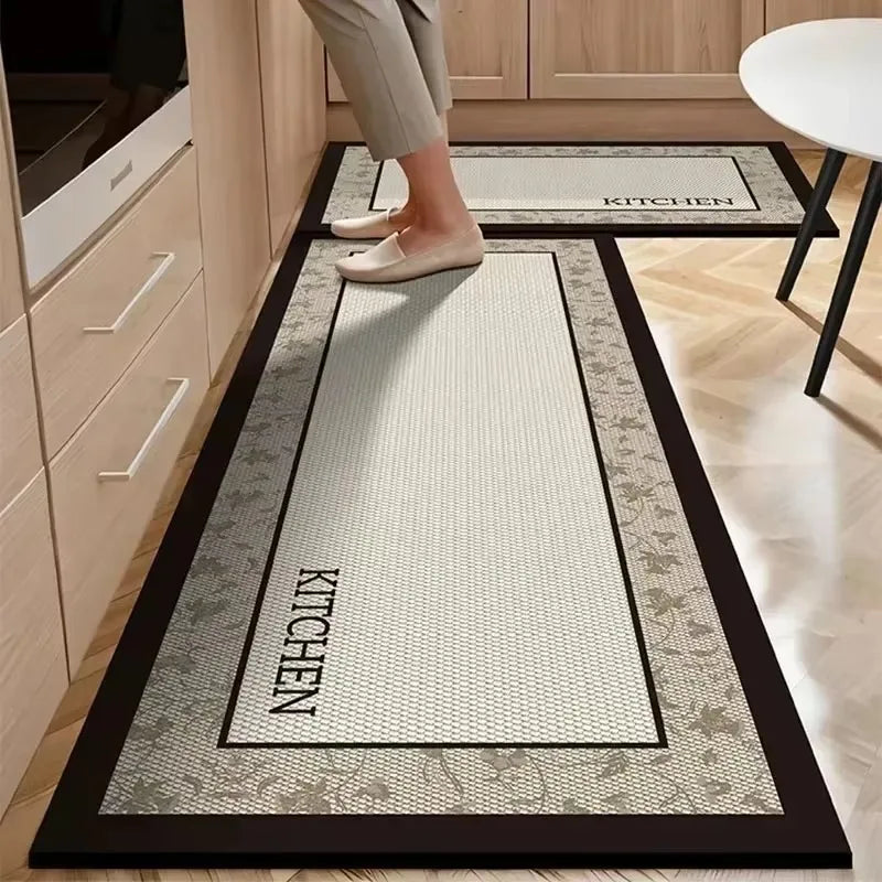 Kitchen Rug Pvc Waterproof Leather Carpet Black Long Floor Mat Non-slip Oil-proof Home Decoration Rugs Alfombras De Cocina