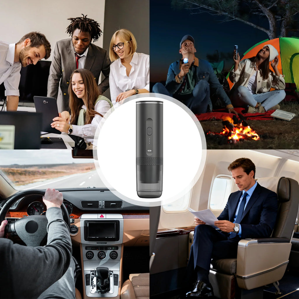 Wireless Electric Capsule Coffee Maker 2-in-1 Coffee Machine for Car & Home Camping Portable Coffee Maker for Capsules and Ground Coffee