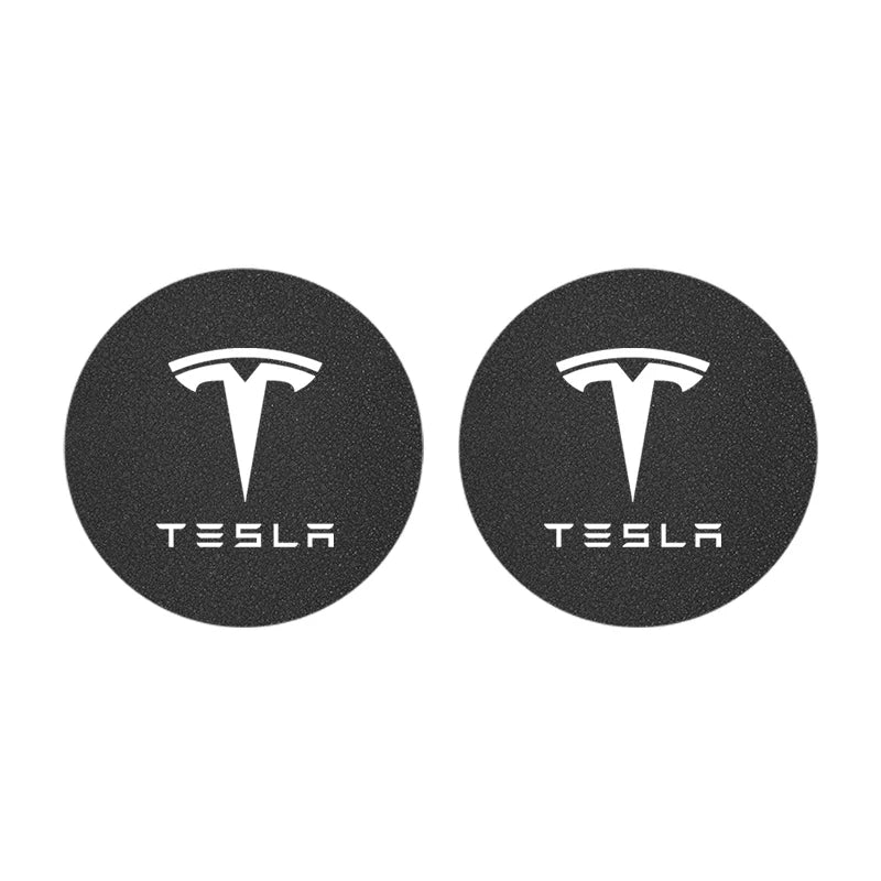 2Pcs Car Coaster Suede Mat Water Cup Anti-slip Pad Auto Interior For Tesla Model 3 Highland 2023 Model S Model X Model Y