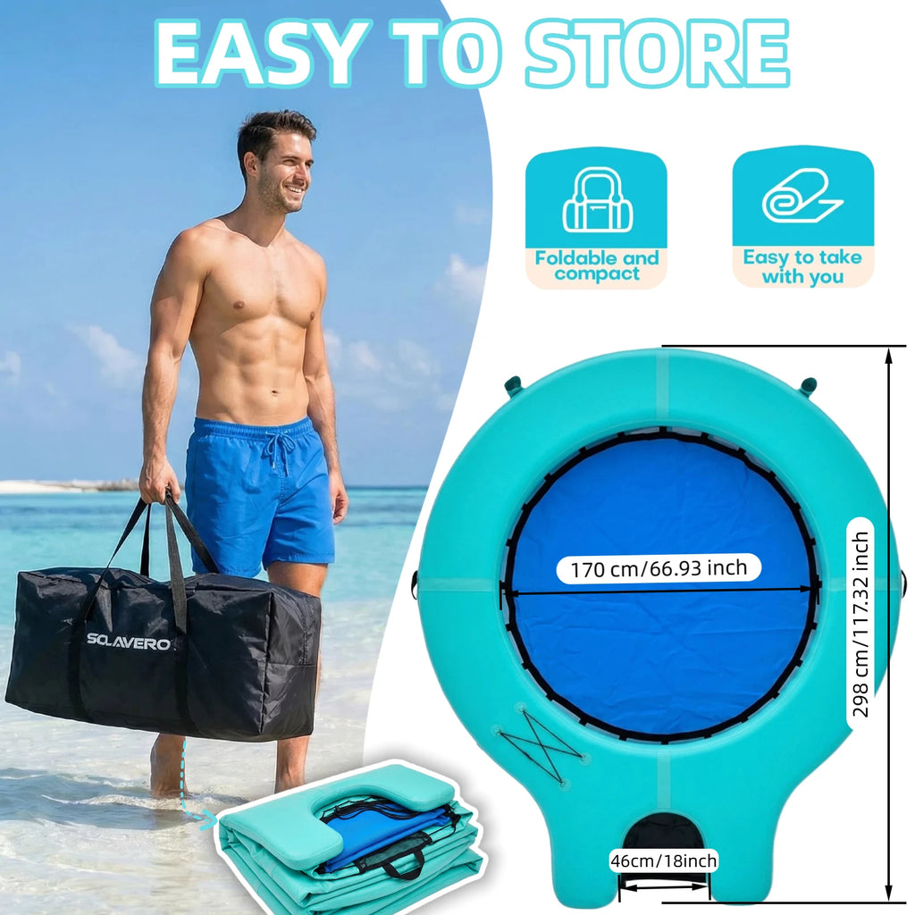Inflatable Floating Dock, Portable Inflatable Platform With Cupholder, Repair Kit & Carry Bag, Heavy Duty Pool Float Raft for Swimming, Lake, Pool, Beach