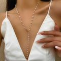 Fashion Sweater Chain Long Y-shaped Necklace for Women Simple Metal Gold Color Heart Crystal Clavicle Necklace Y2K Party Jewelry