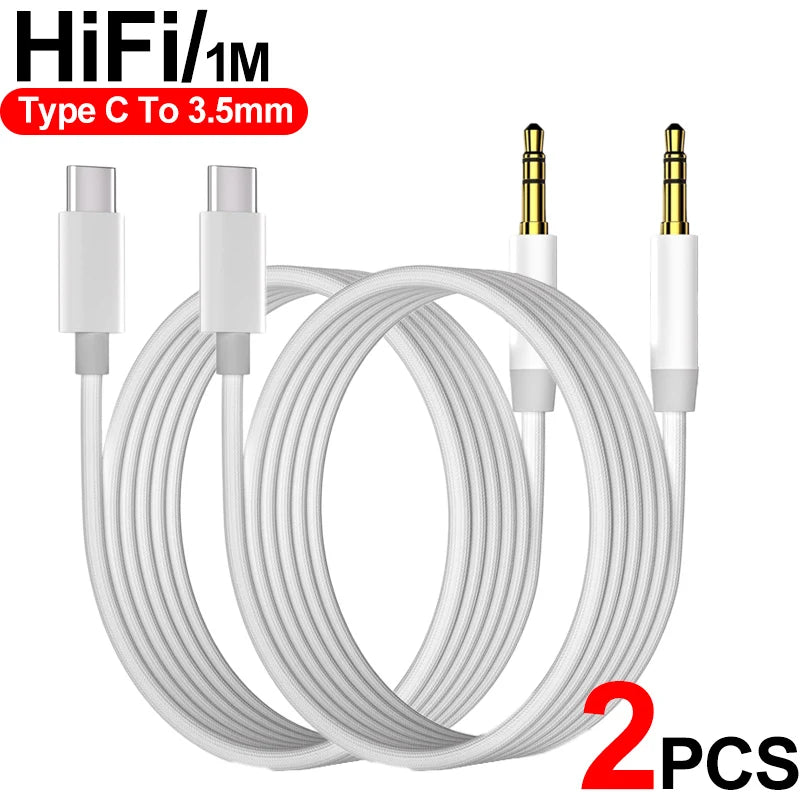 USB C to 3.5mm AUX Audio Cable for iPhone 17 16 15 Samsung Galaxy Xiaomi Type C Jack AUX Cord Adapter for Car Speaker Headphones