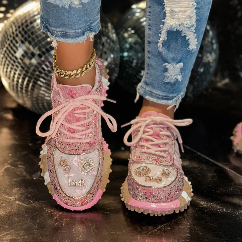 Women Casual Sneakers Fashion Luxury Rhinestone Ladies Shoes New Outdoor Platform Female Sports Shoes Zapatos Mujer shoes women
