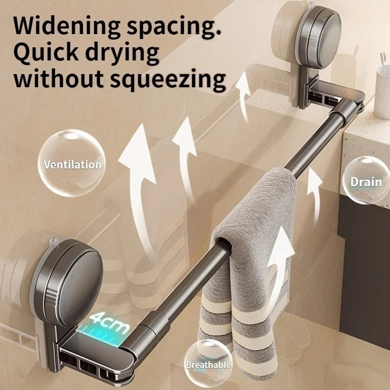 Stretchable Slipper Holder With Suction Cup Bathroom Shower Adjustable Telescopic Rod Without Drilling Towel Rod Kitchen Rod