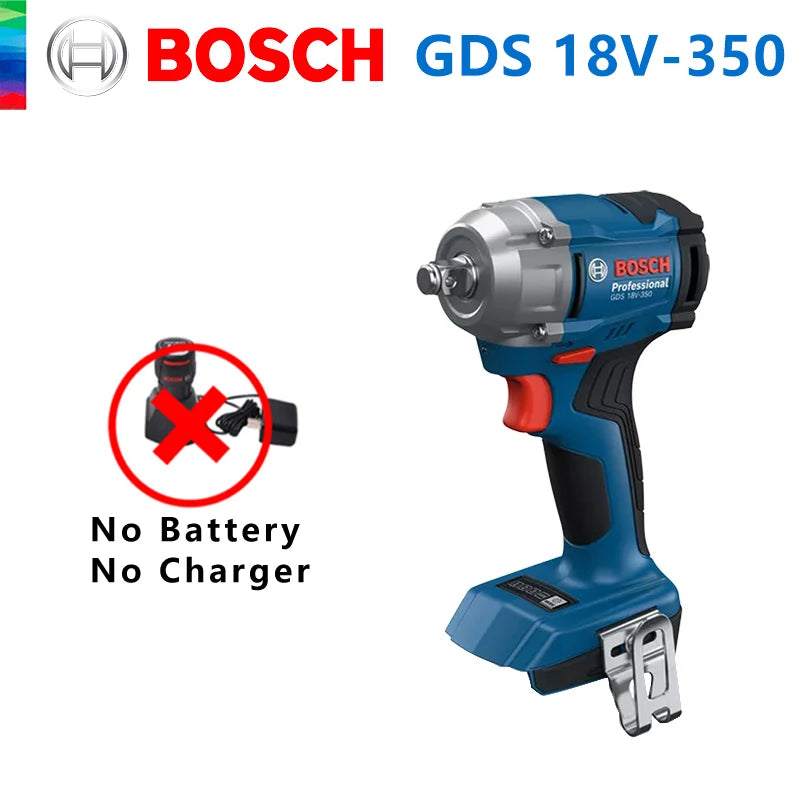 Bosch GDS 18V-350 Cordless Impact Wrench 350Nm 1/2" Brushless 3-torque Settings LED Light Adjustment 1200rpm Driver Bare Tool