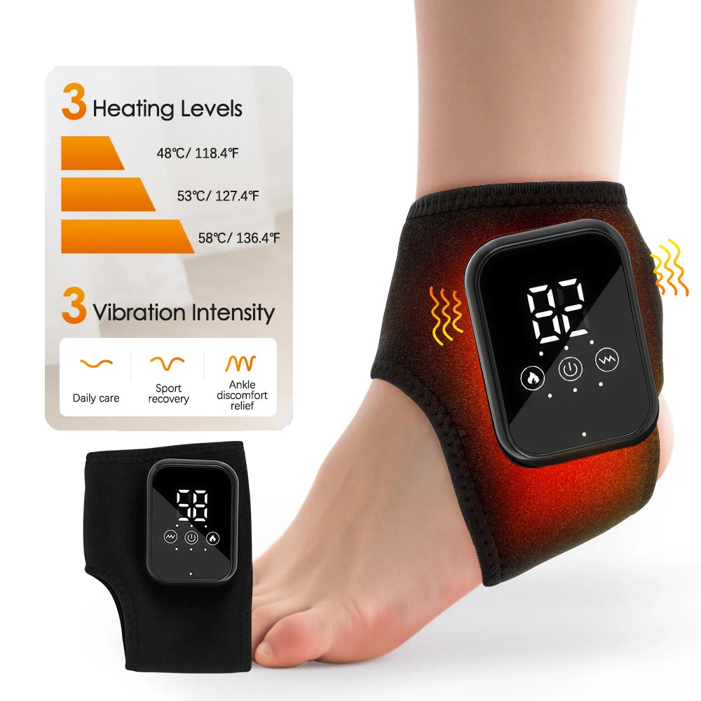 Heated Wrist & Foot Massager for Home Comfort Cordless Hand Wrist Wrap with 5 Heat & 3 Vibration Modes Ankle Massager Belt