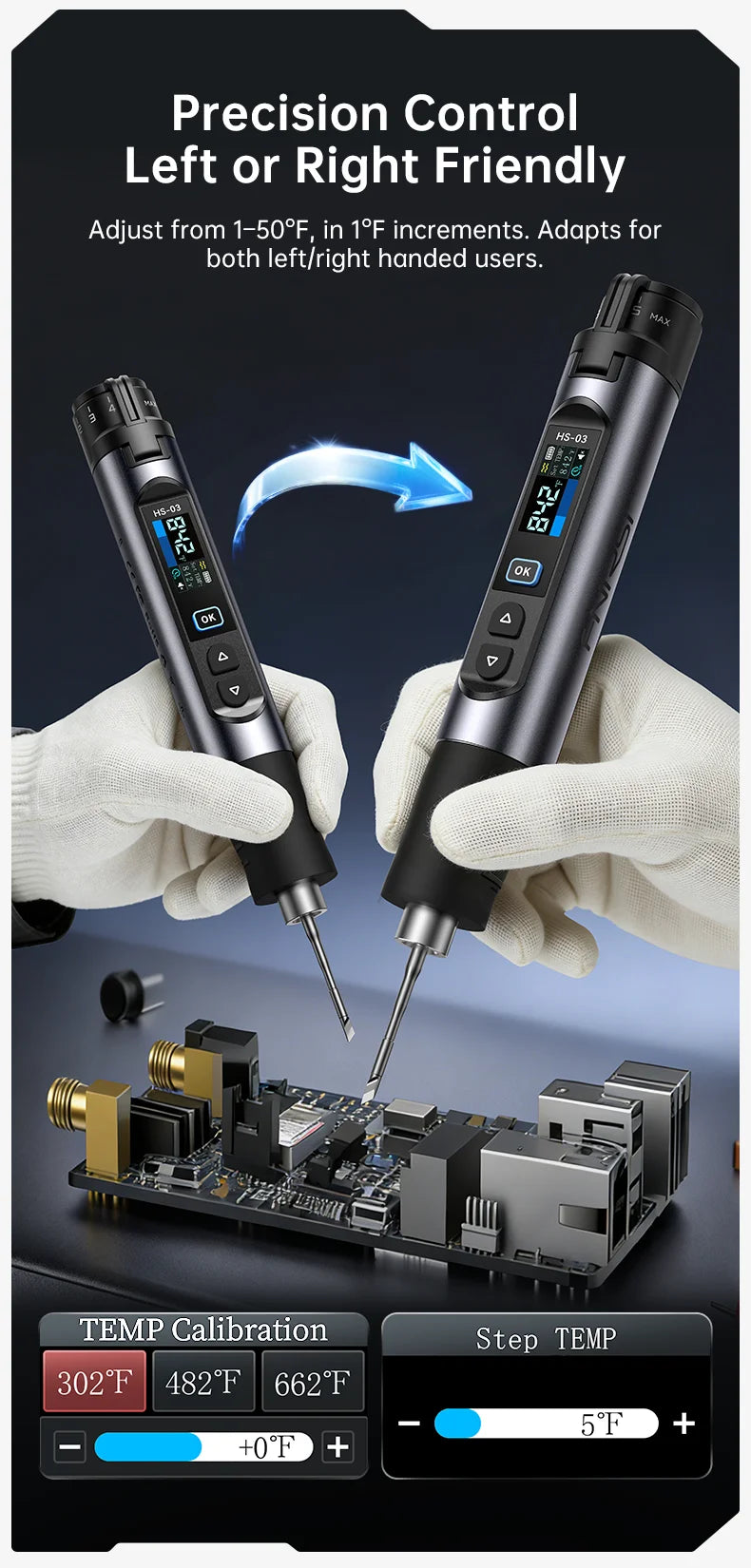 FNIRSI HS-03 Portable Heating Tool 2600mAh Replaceable Battery USB C Fast Heating 3 Level Temperature Adjustable Device