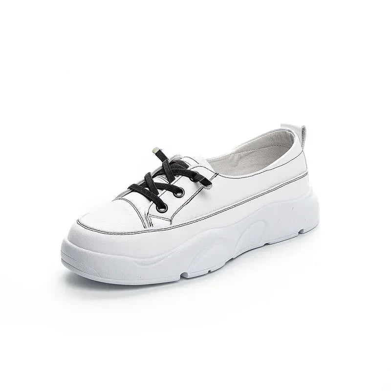 White shoes for women hollow casual shoes white flat foot covers rubber soft bottom cowhide 2026 summer new style
