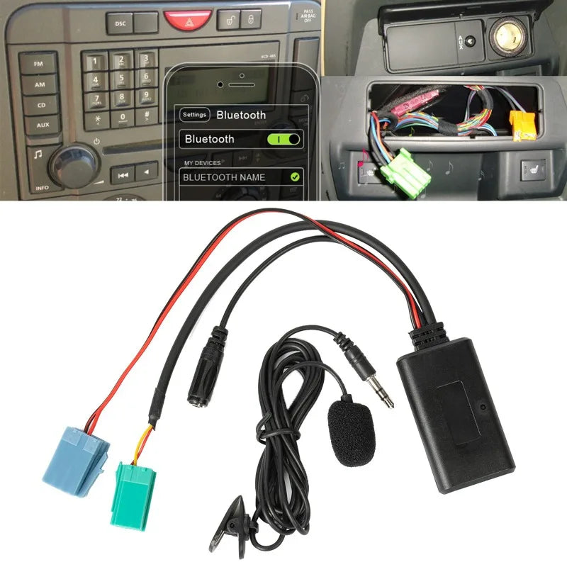 New Car Bluetooth Module AUX Adapter with MIC Handsfree Audio MP3 Music Adapter AUX Audio Cable for Renault Update List Radio