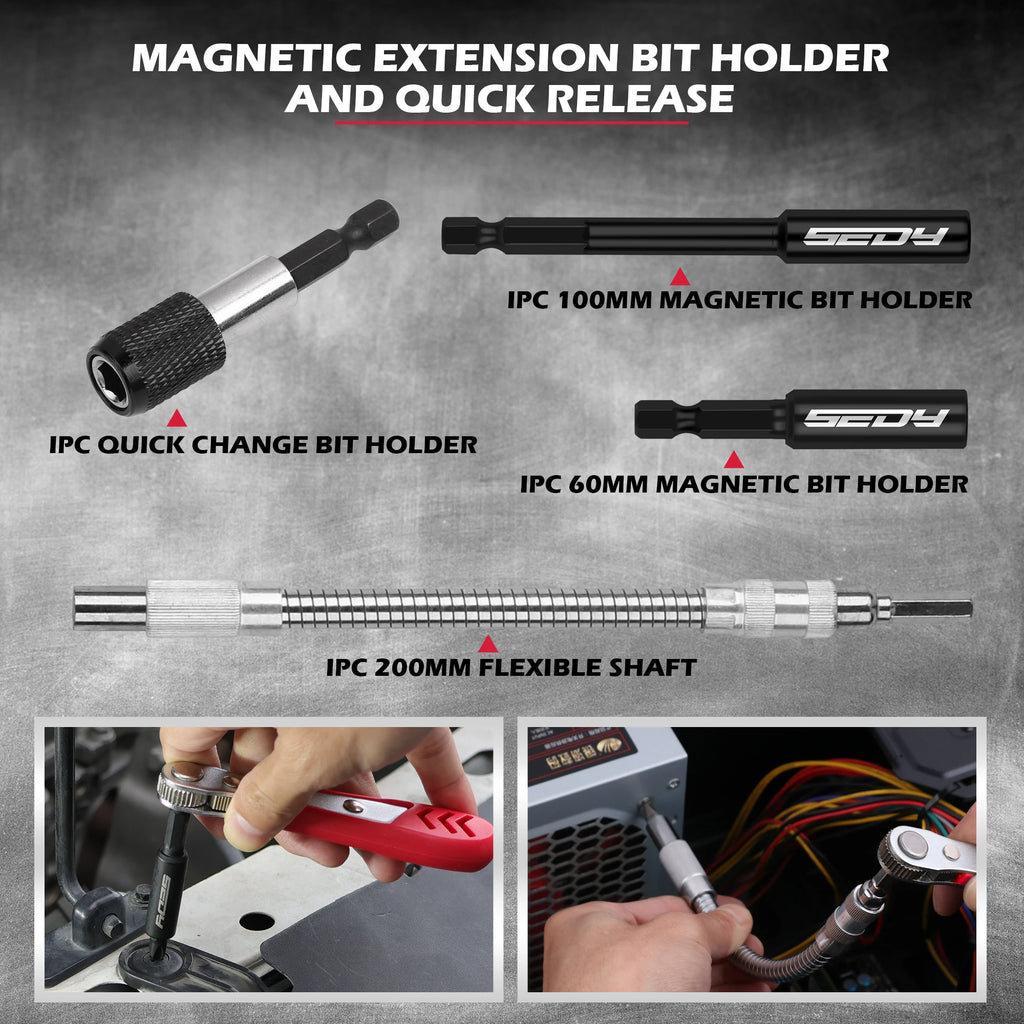 SEDY 232-Piece Ultimate Screwdriver Bit Set, Cr-V Impact Driver Bit Set Includes Security Bits,Nut Driver, Ratchet Wrench