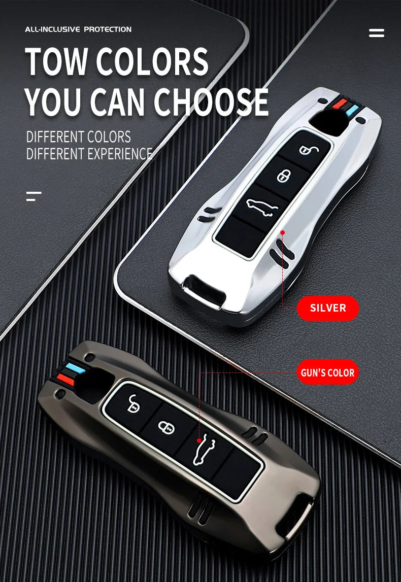 Zinc Alloy Car Smart Key Case Cover Shell Fob for Porsche New Cayenne Panamera 911 992 Taycan Car Protect Interior Accessories