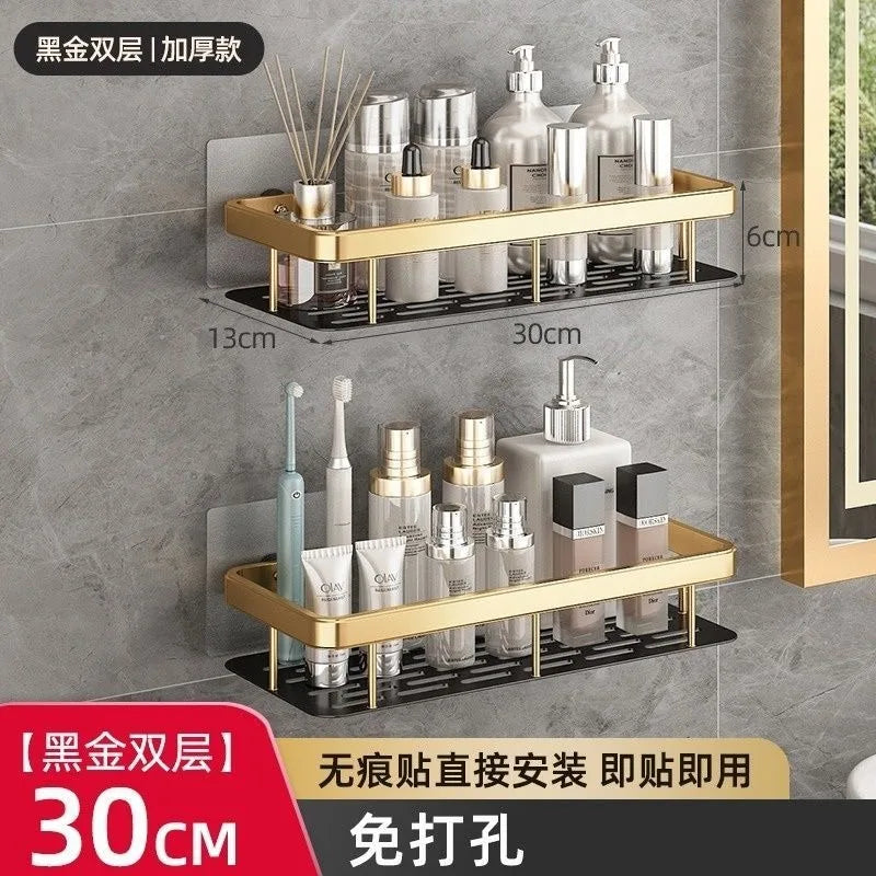 Storage Organizer Shower Shelf Bathroom Shelf Aluminum Alloy Shampoo Rack Makeup Bathroom Accessories No Drill Wall Corner Shelf