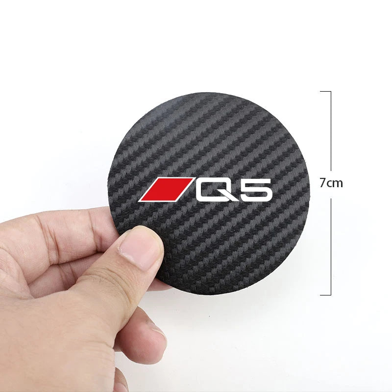 2Pcs Car Interior Leather Coaster Anti-noise Water Cup Pad For Audi Sline A3 A4 A5 A6 A7 A1 A2 A8 Q1 Q2 Q3 Q4 Q5 Q6 Q7 Q8 TT RS3