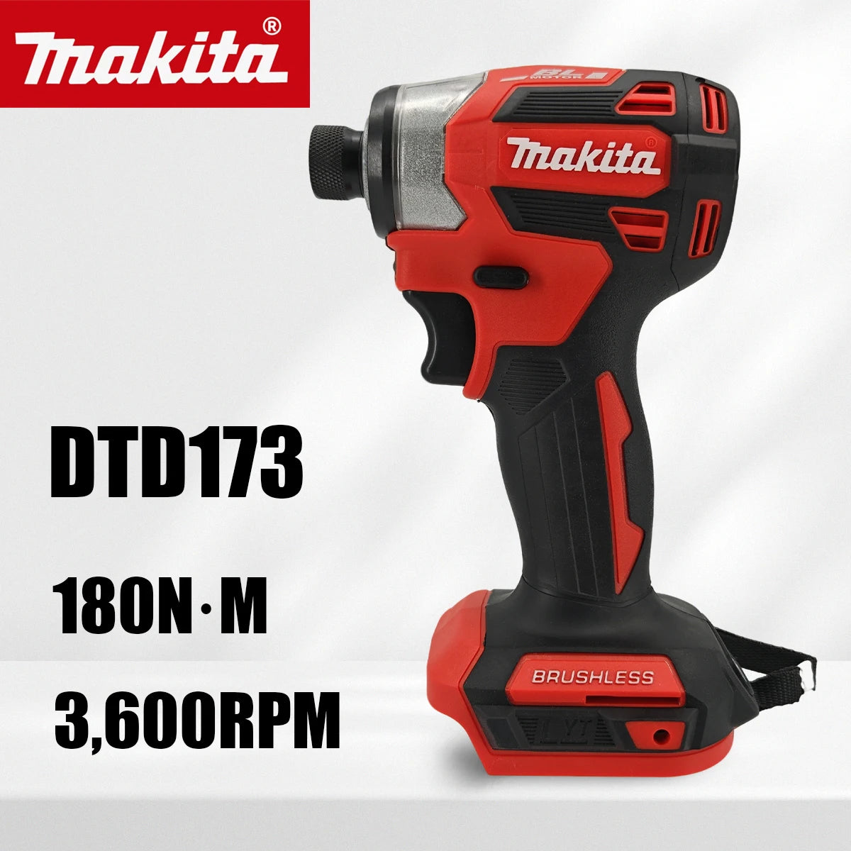 Makita DTD173 180Nm 18V Brushless Impact Driver with Ring Light Max Torque Cordless Power Tool for Screw Bolt Wood Home DIY
