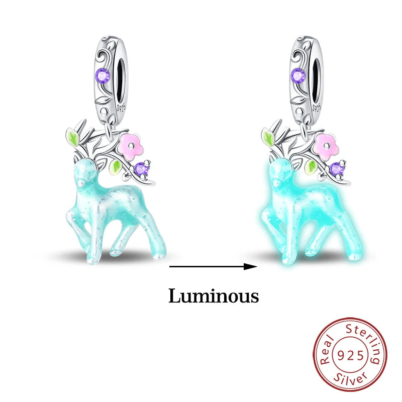 Hot Sale 925 Silver Glow in the dark Firefly Honeybee Star Charms Beads Fit Qikaola 925 Original Bracelets Fine DIY Jewelry Gift