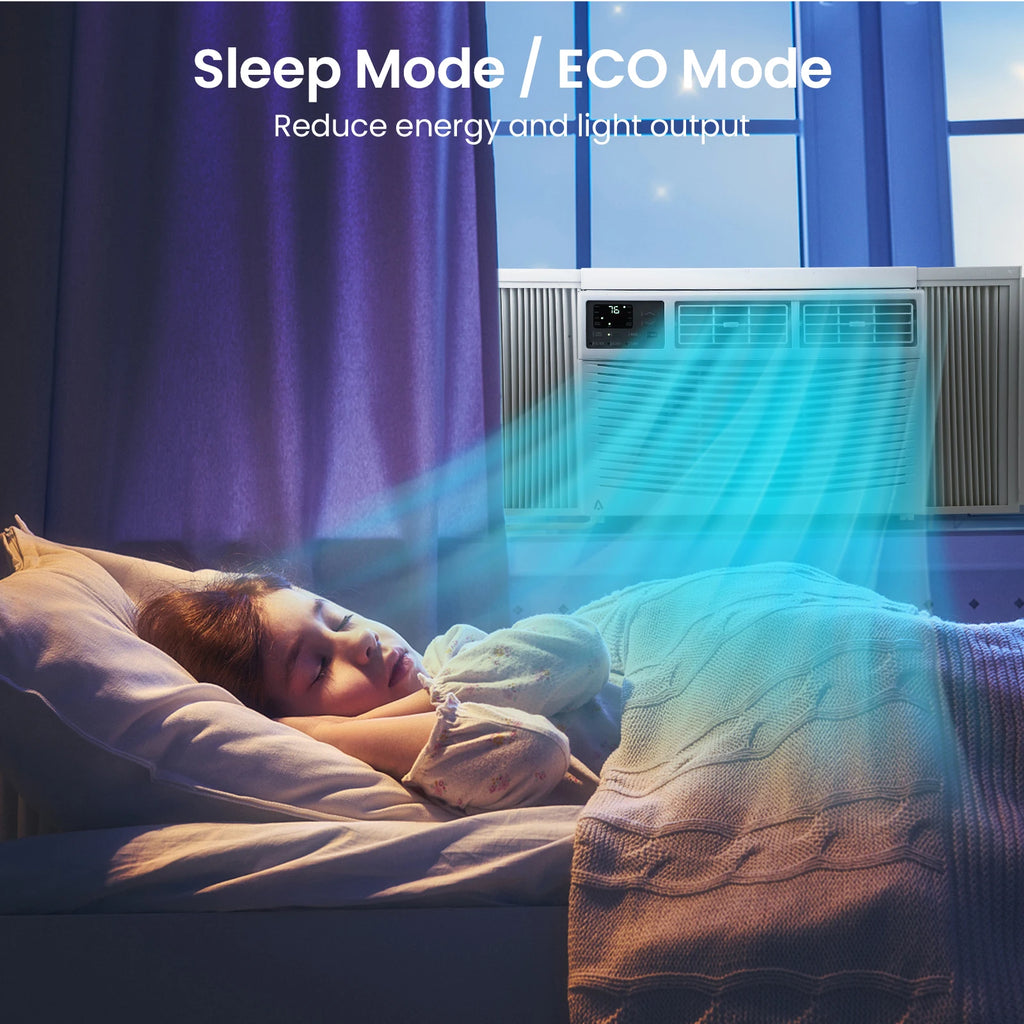 Climatiseur de fenêtre intelligent 8000 BTU avec Wi-Fi, télécommande et contrôle - 3-en-1 avec déshumidificateur, 3 vitesses de ventilation, minuterie 24H - pour chambre, bureau ou maison, ultra silencieux et efficace, jusqu'à 32,5 m²